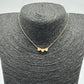 CO149 Collar Cadena tipo militar con 3 corazones pasados de 5 mm Largo 35 cm mas extensor de 7 cm Collar Terminado Baño Oro