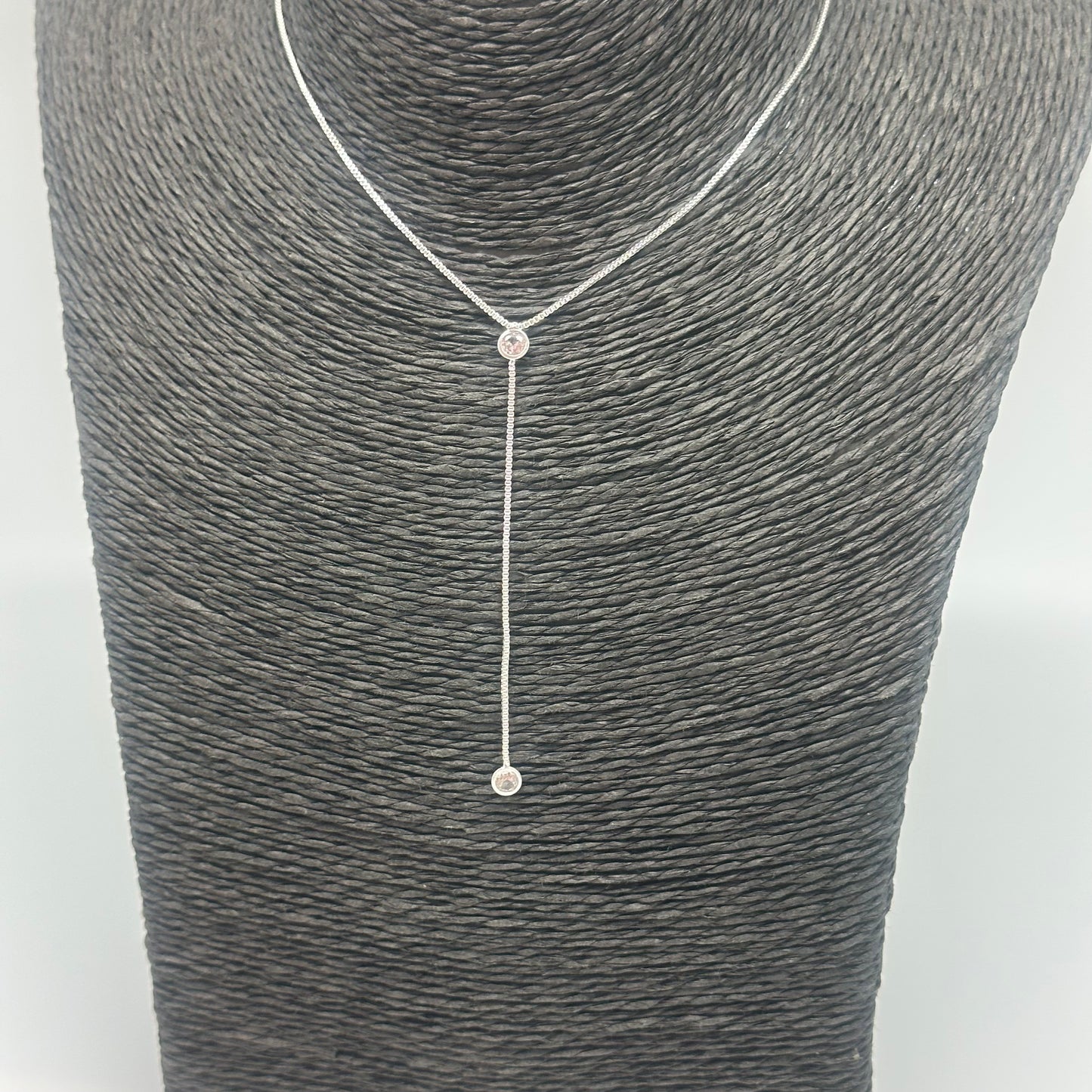 CP144 Collar Cascada Cadena veneciana 2 circones de 4 mm 40 cm mas extensor de 10 cm Cascada de 7 cm Collar Terminado Baño Plata