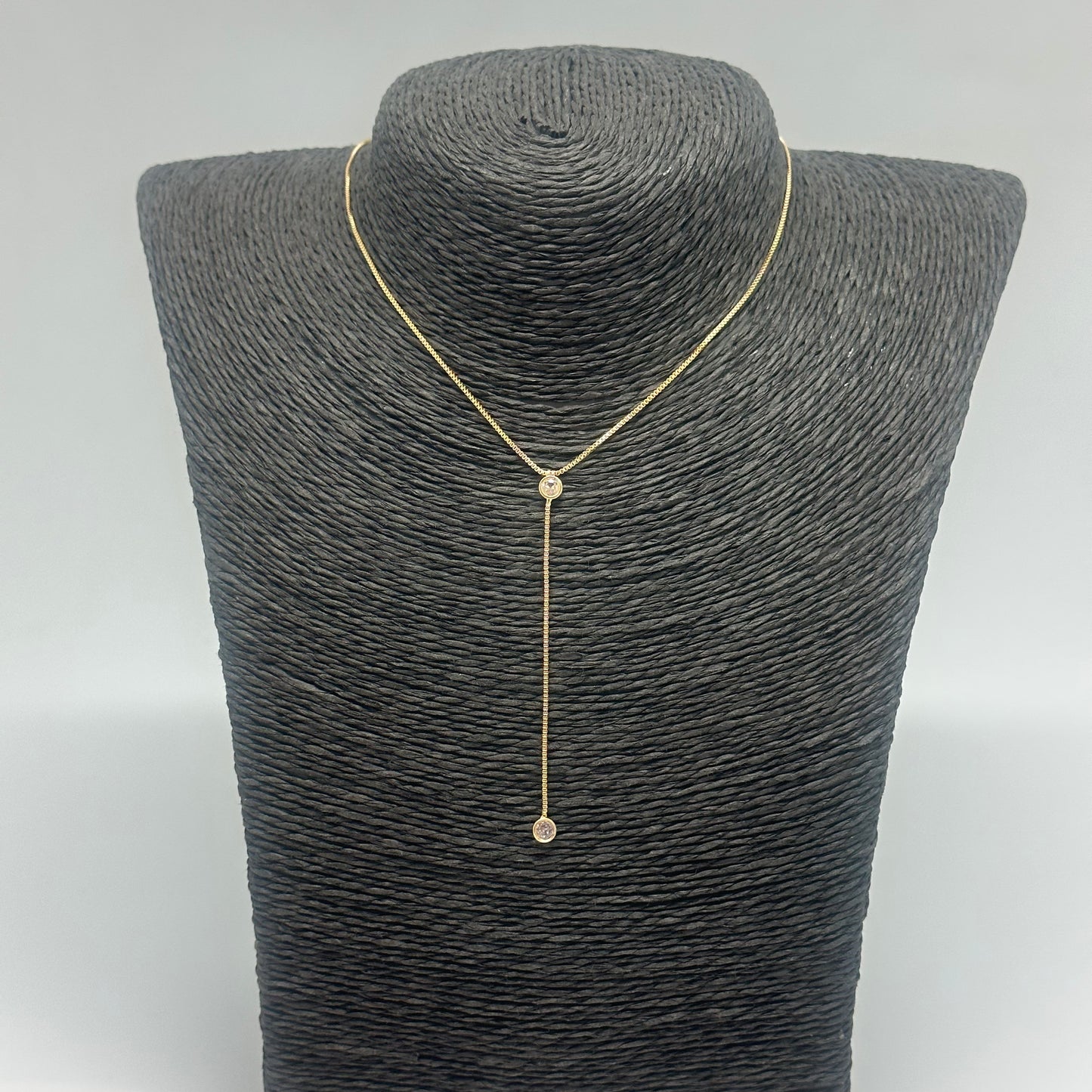 CO144 Collar Cascada Cadena veneciana 2 circones de 4 mm 40 cm mas extensor de 10 cm Cascada de 7 cm Collar Terminado Baño Oro
