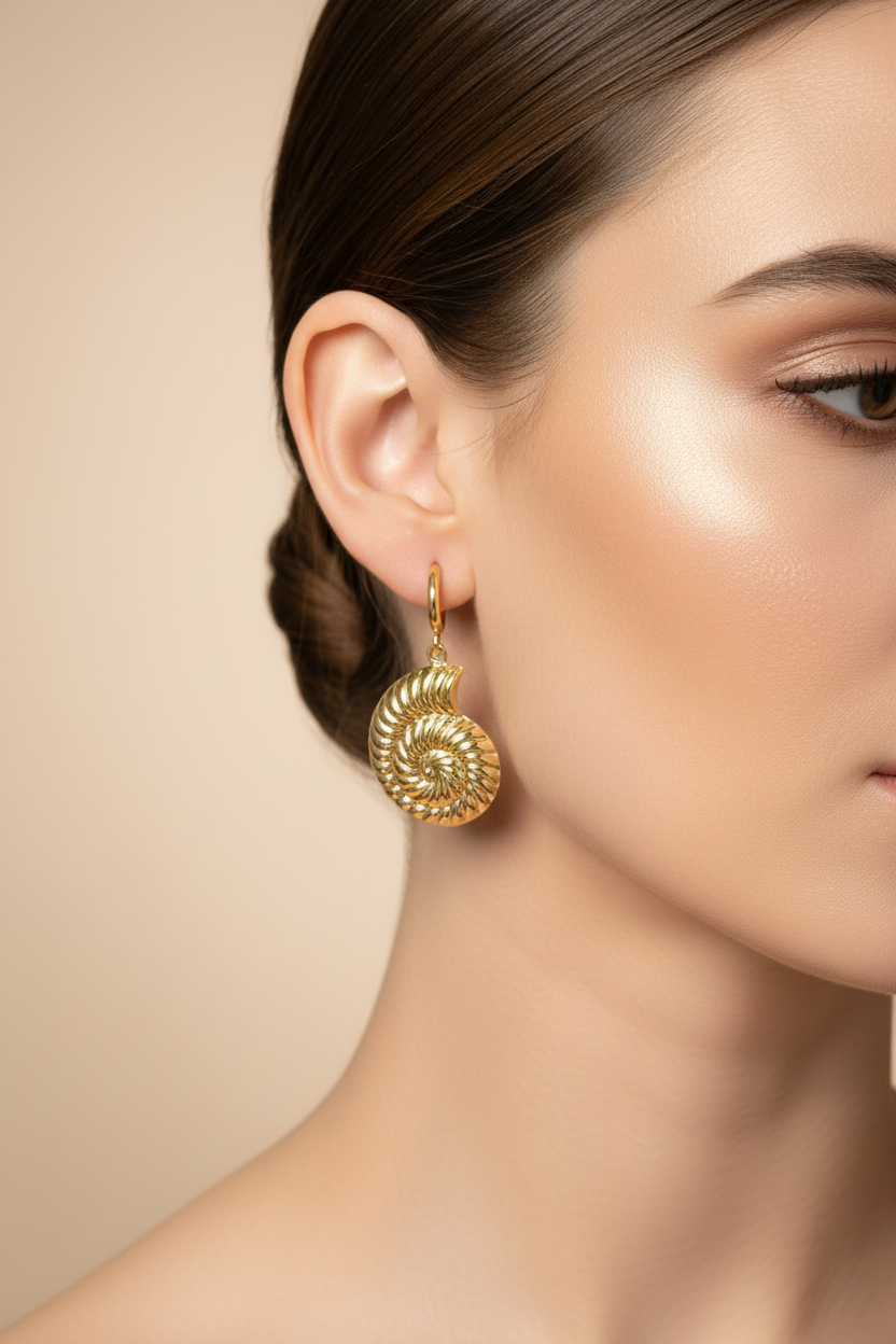 FO1259 Colgante Caracola Lado Izquierdo 20 x 16 mm más argollita Espesor 0.8 mm Figura Baño Oro