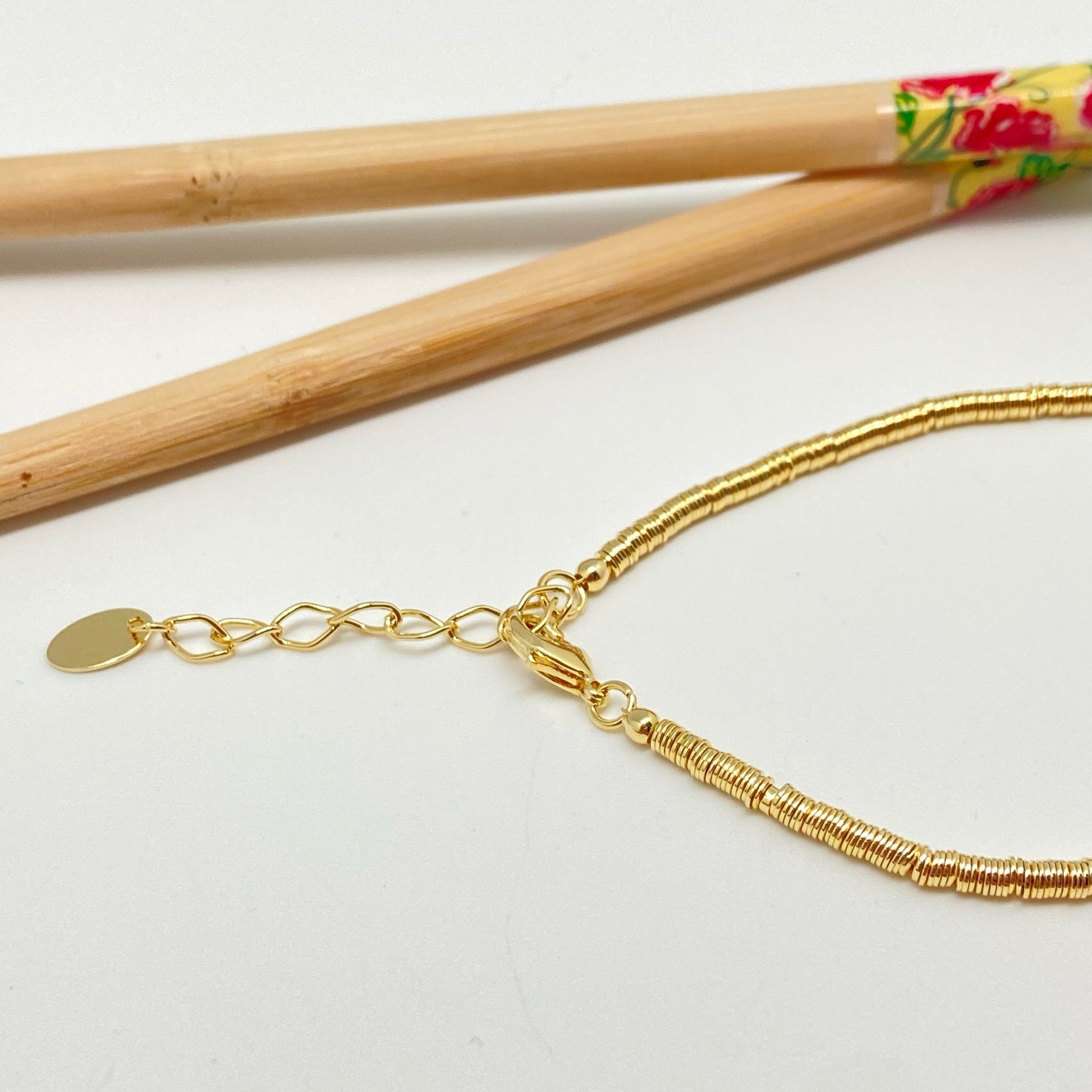 PO02 Pulsera Argollitas Largo 19 cm más extensor de 5 cm Pulsera Baño Oro Pulseras Bañadas hecho de Bronce Bañado en Oro 18K Joyas Bañadas en Oro