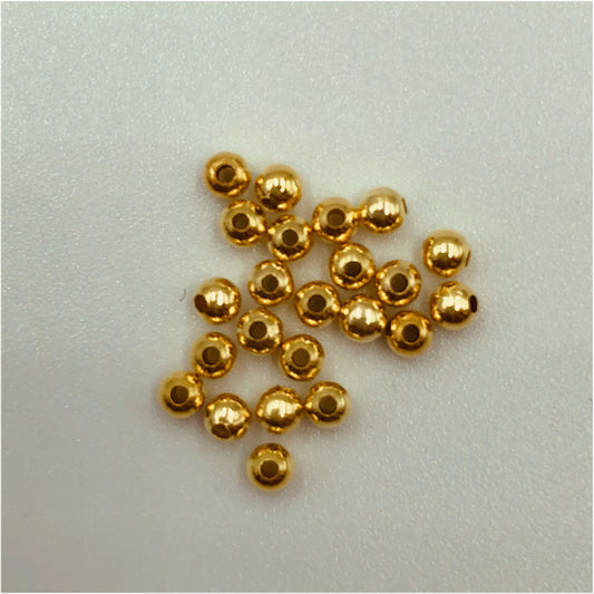 AO114 Bolita diá. 2 mm Perforación 0.9 mm Gold Filled 14 K Accesorio Baño Oro Accesorios Bañados hecho de Bronce Laminado en Oro 14K-Gold Filled Joyas Bañadas en Oro