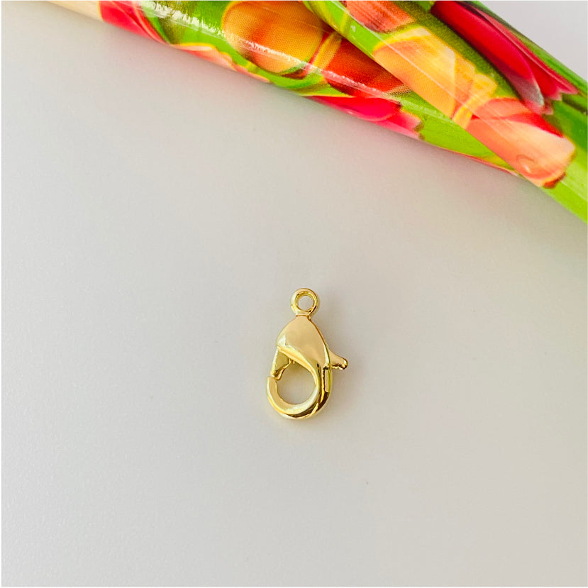 AO50 Mosquetón Langosta 9 mm Accesorio Baño Oro Accesorios Bañados en Oro y Plata hecho de Bronce Bañado en Oro 18K Joyas Bañadas en Oro