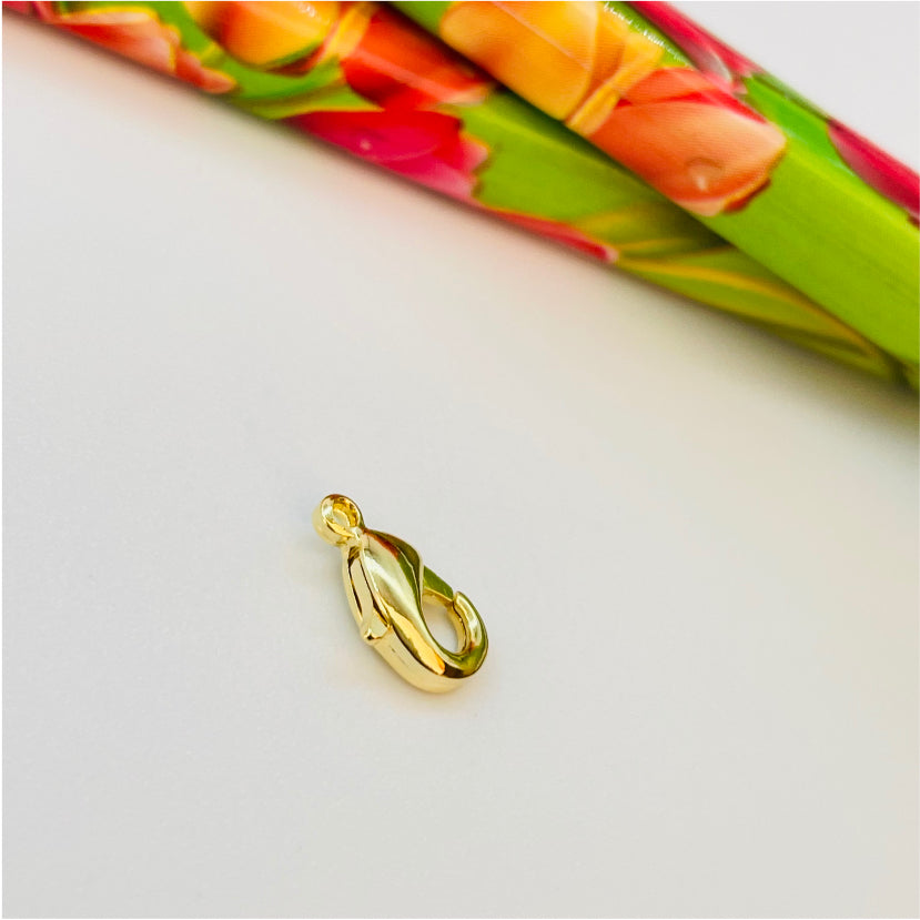 AO50 Mosquetón Langosta 9 mm Accesorio Baño Oro Accesorios Bañados en Oro y Plata hecho de Bronce Bañado en Oro 18K Joyas Bañadas en Oro