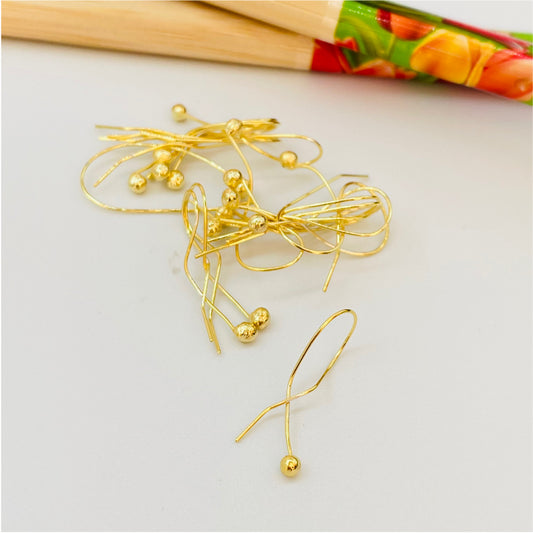 AO58 Vástago 47 mm Bolita diá. 2 mm Accesorio Baño Oro Accesorios Bañados en Oro y Plata hecho de Bronce Bañado en Oro 18K Joyas Bañadas en Oro