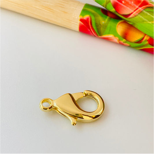 AO74 Mosquetón Langosta 14 mm Accesorio Baño Oro Accesorios Bañados en Oro y Plata hecho de Bronce Bañado en Oro 18K Joyas Bañadas en Oro