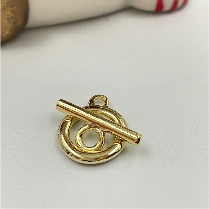 AO93 Broche Argolla Tubo 12 mm Accesorio Baño Oro Accesorios Bañados en Oro y Plata hecho de Bronce Bañado en Oro 18K Joyas Bañadas en Oro