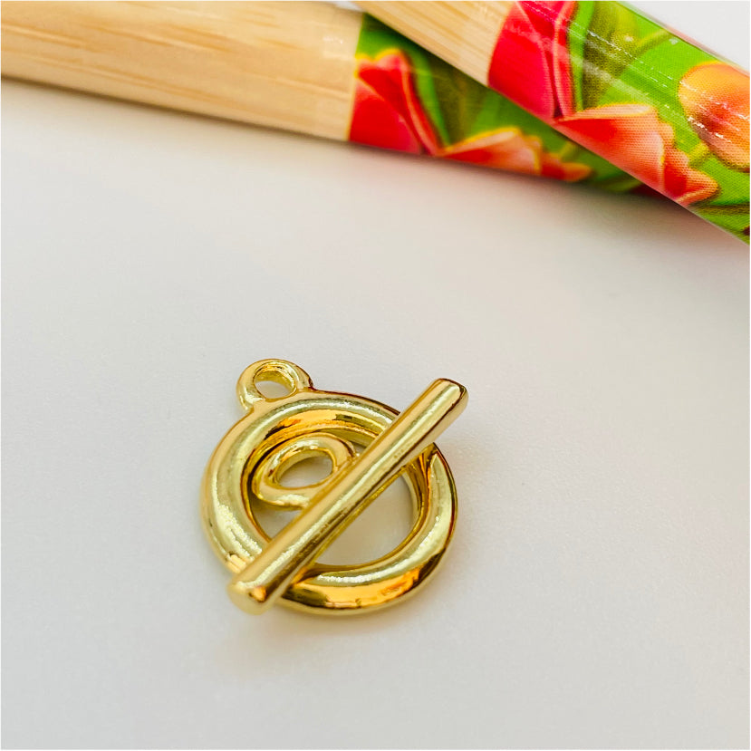 AO93 Broche Argolla Tubo 12 mm Accesorio Baño Oro Accesorios Bañados en Oro y Plata hecho de Bronce Bañado en Oro 18K Joyas Bañadas en Oro