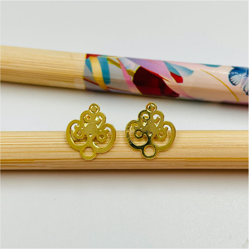 BO52 10 x 9 mm mini Base Aro Baño Oro Base de Aro hecho de Bronce Bañado en Oro 18K Joyas Bañadas en Oro