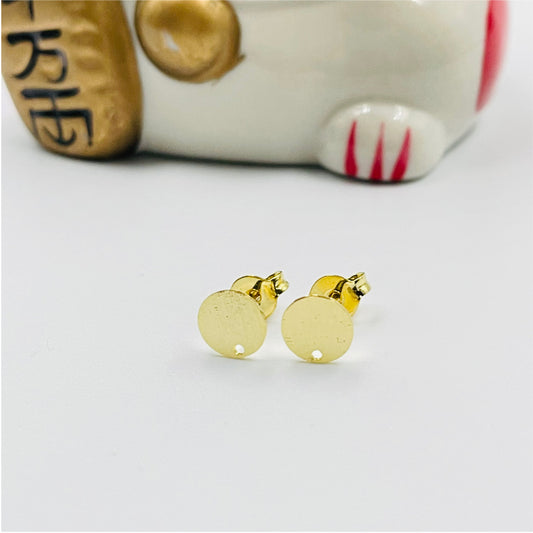 BO58 Redondo Mini 7 mm Base de Aro Baño Oro Aros Bañados en Oro y Plata hecho de Bronce Bañado en Oro 18K
