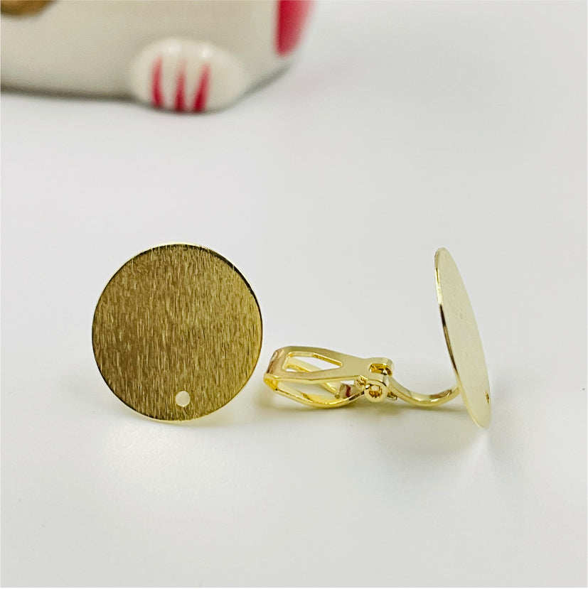BO81 Redondo lijado con boche de presión perforación inferior 15 mm Base de Aro Baño Oro Accesorios Bañados en Oro y Plata hecho de Bronce Bañado en Oro 18K