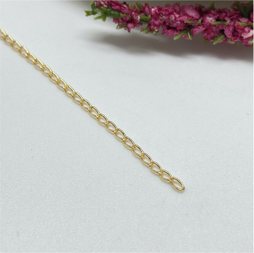 CO04 Grumet Eslabón 2x1.2 mm 0.4 mm Cadena Baño Oro Cadenas Bañadas hecho de Bronce Bañado en Oro 18K Joyas Bañadas en Oro