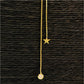 CO105 Collar Cascada altura ajustable con Estrella 6 mm y Circón 4 mm Largo Total 70 cm Cadena Baño Oro Cadenas Bañadas en Oro y Plata hecho de Bronce Bañado en Oro 18K Joyas Bañadas en Oro