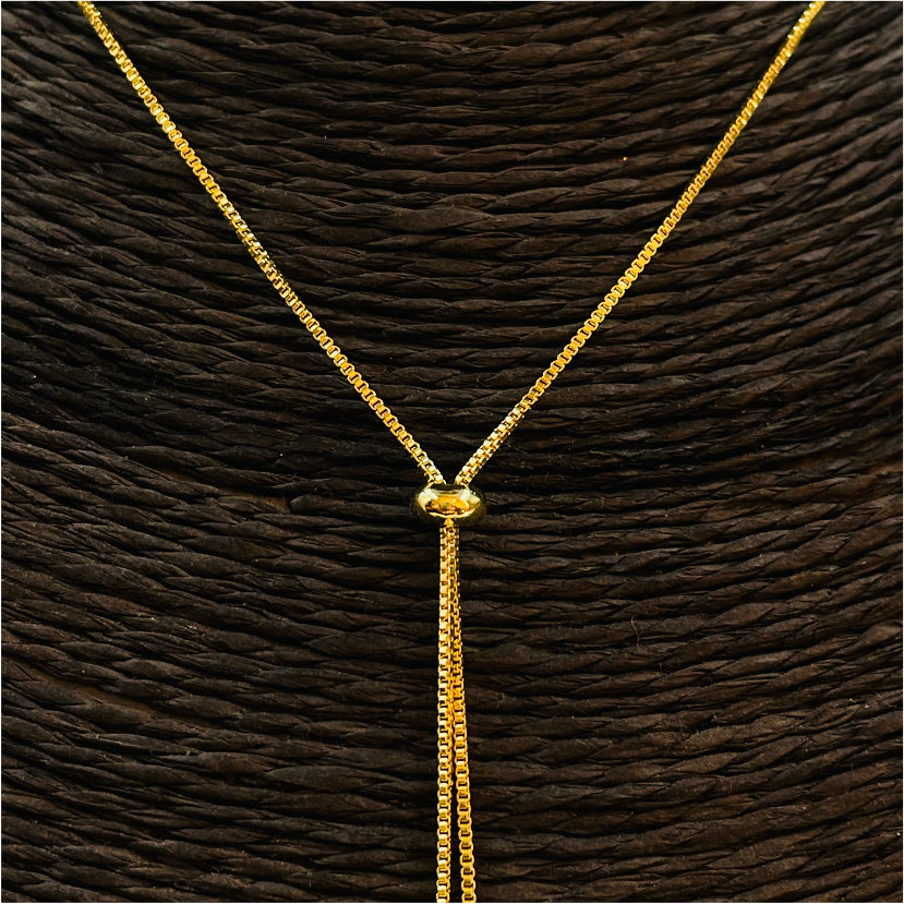 CO105 Collar Cascada altura ajustable con Estrella 6 mm y Circón 4 mm Largo Total 70 cm Cadena Baño Oro Cadenas Bañadas en Oro y Plata hecho de Bronce Bañado en Oro 18K Joyas Bañadas en Oro