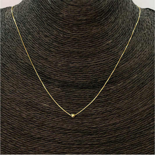 CO109 Cadena Veneciana 0,2 mm con Bolita pasada de 3 mm Largo 40 cm más extensor de 5 cm Cadena Baño Oro Cadenas Bañadas en Oro y Plata hecho de Bronce Bañado en Oro 18K Joyas Bañadas en Oro