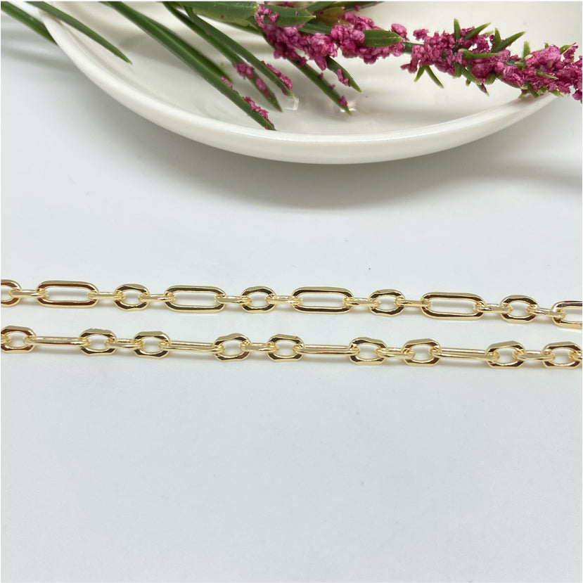 CO114 Cadena Alternada Cartier 7x4 mm Candado 5x4 mm Largo 60 CM Cadena Baño Oro Cadenas Bañadas hecho de Bronce Bañado en Oro 18K Joyas Bañadas en Oro