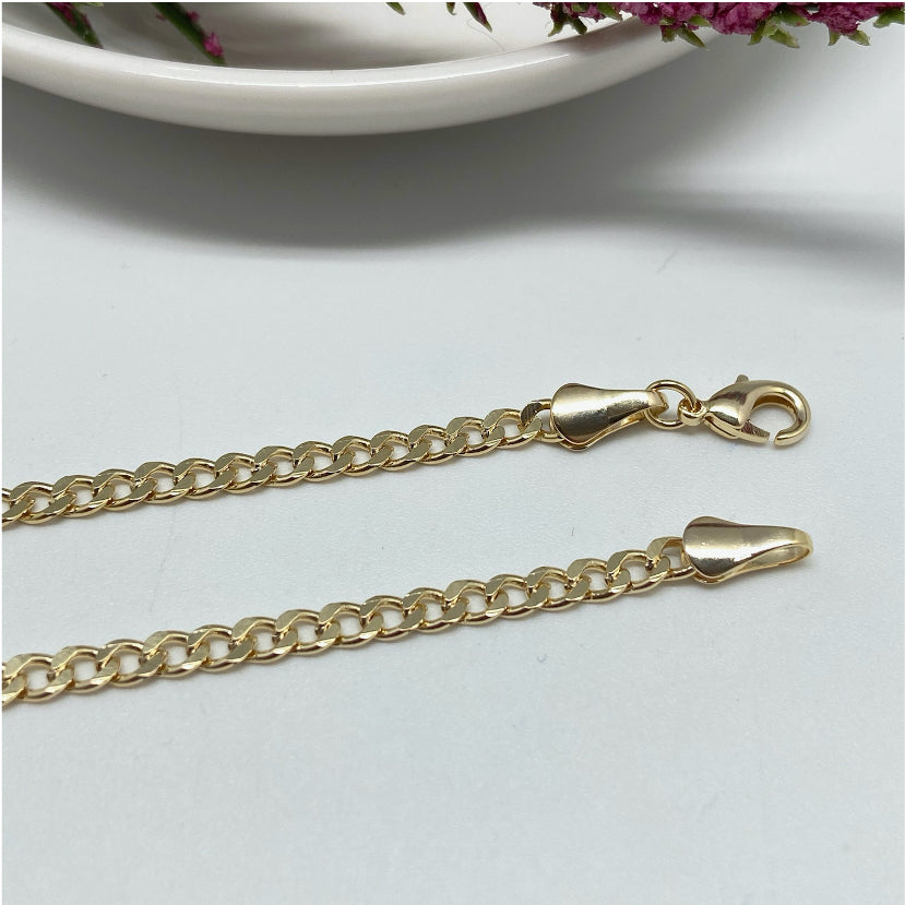 CO117 Collar Grumet Ancho 4 mm Largo 60 cm Cadena Baño Oro Cadenas Bañadas en Oro y Plata hecho de Bronce Bañado en Oro 18K Joyas Bañadas en Oro