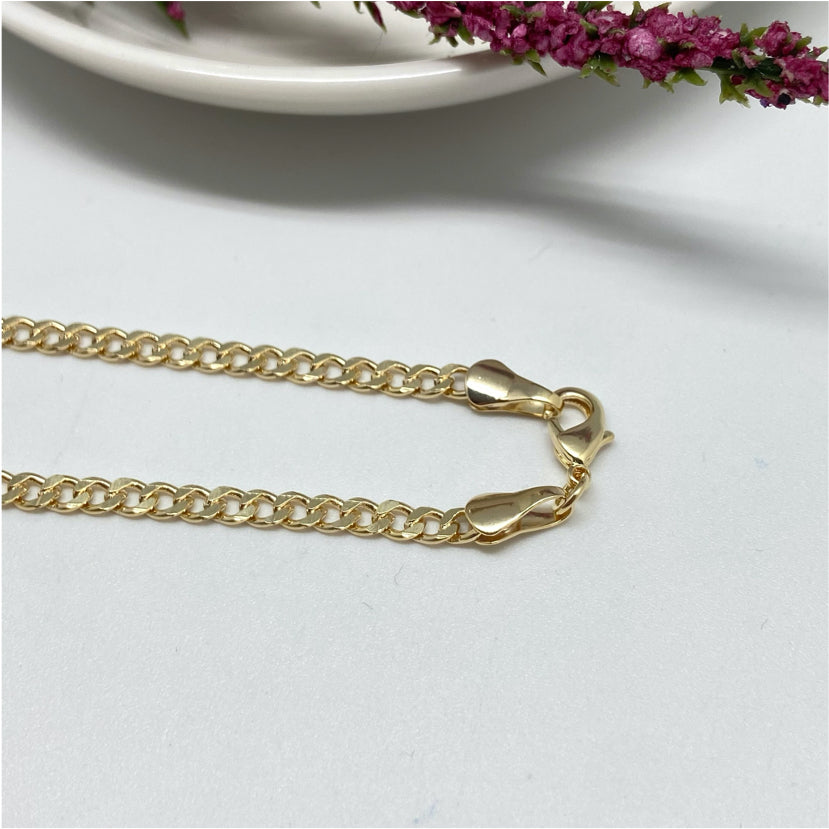 CO117 Collar Grumet Ancho 4 mm Largo 60 cm Cadena Baño Oro Cadenas Bañadas en Oro y Plata hecho de Bronce Bañado en Oro 18K Joyas Bañadas en Oro