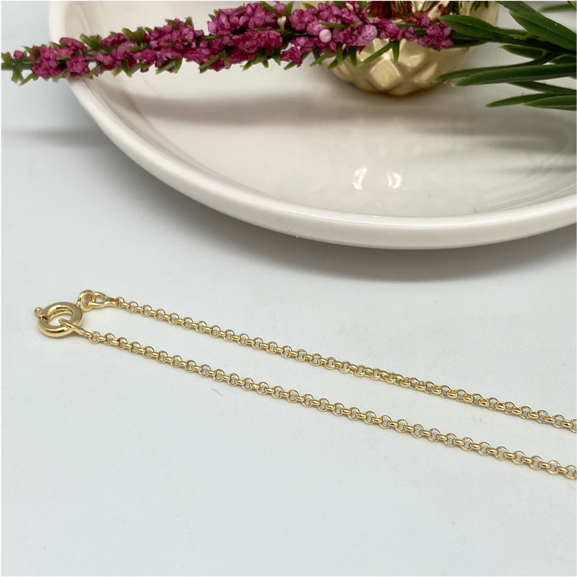 CO12 Rolo 0.3 mm 40 cm terminada Cadena Baño Oro Cadenas Bañadas en Oro y Plata hecho de Bronce Bañado en Oro 18K Joyas Bañadas en Oro