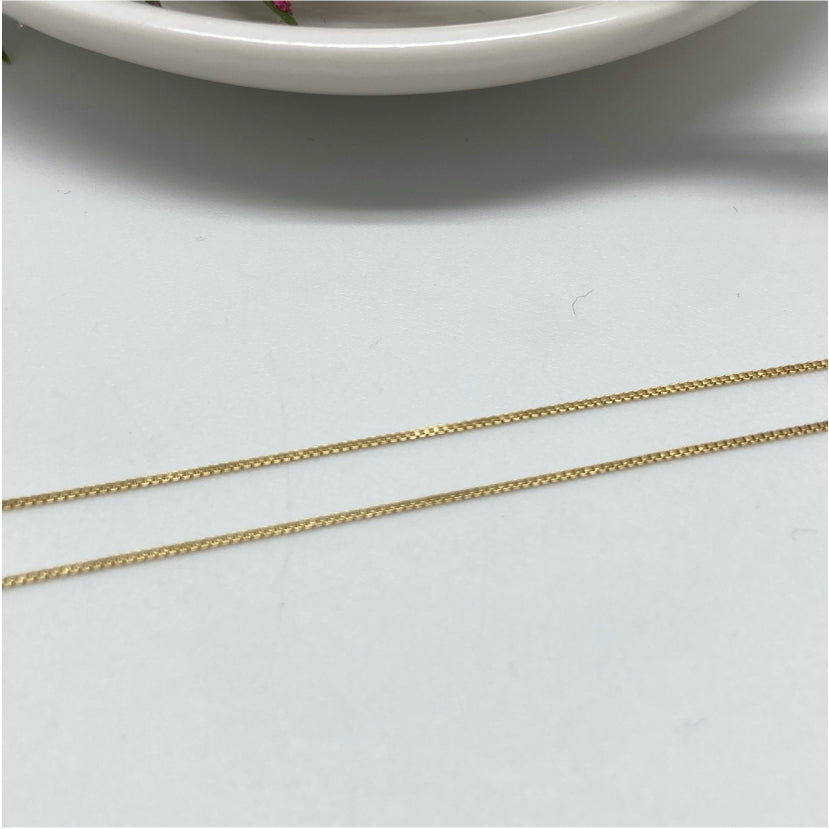 CO120 Cadena Veneciana 0.8 mm 40 cm Cadena Baño Oro Cadenas Bañadas en Oro y Plata hecho de Bronce Bañado en Oro 18K Joyas Bañadas en Oro