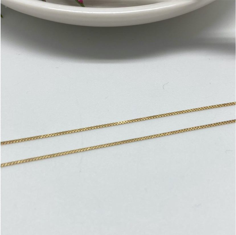 CO121 Cadena Veneciana 0.8 mm 45 cm Cadena Baño Oro Cadenas Bañadas en Oro y Plata hecho de Bronce Bañado en Oro 18K Joyas Bañadas en Oro