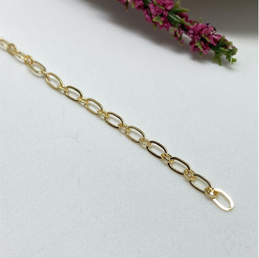 CO122 Cadena Candado alternado facetado Eslabón 4.5x2.4 mm Cadena Baño Oro Cadenas Bañadas en Oro y Plata hecho de Bronce Bañado en Oro 18K Joyas Bañadas en Oro