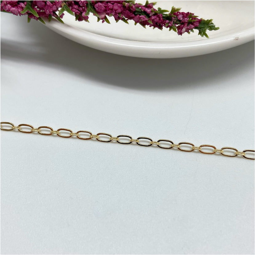 CO122 Cadena Candado alternado facetado Eslabón 4.5x2.4 mm Cadena Baño Oro Cadenas Bañadas en Oro y Plata hecho de Bronce Bañado en Oro 18K Joyas Bañadas en Oro