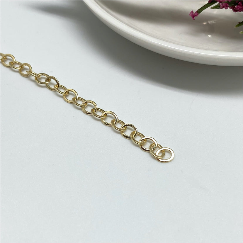 CO123 Cadena Candado Facetado Eslabón 5x5 mm Cadena Baño Oro Cadenas Bañadas en Oro y Plata hecho de Bronce Bañado en Oro 18K Joyas Bañadas en Oro