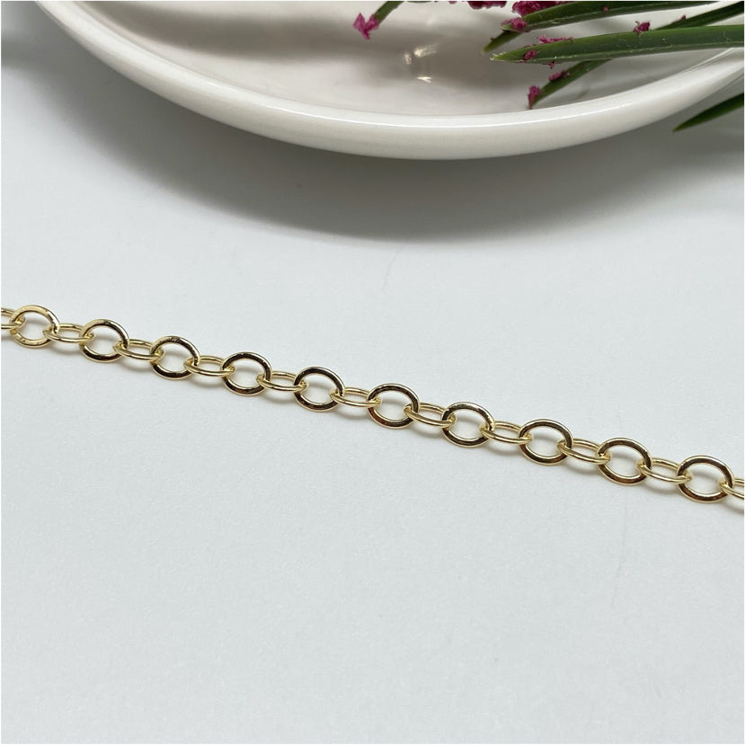 CO123 Cadena Candado Facetado Eslabón 5x5 mm Cadena Baño Oro Cadenas Bañadas en Oro y Plata hecho de Bronce Bañado en Oro 18K Joyas Bañadas en Oro