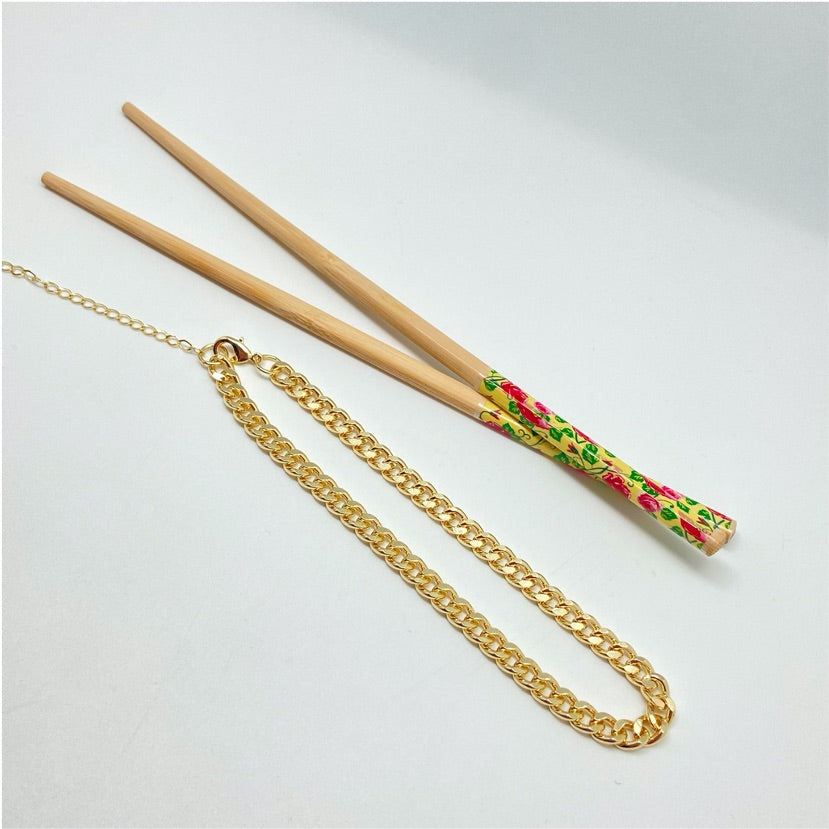 CO130 Collar Tipo Choker Cadena Grumet  Eslabón 9x7 mm Largo 32 cm más extensor Cadena Terminada Baño Oro Cadenas Bañadas hecho de Bronce Bañado en Oro 18K Joyas Bañadas en Oro