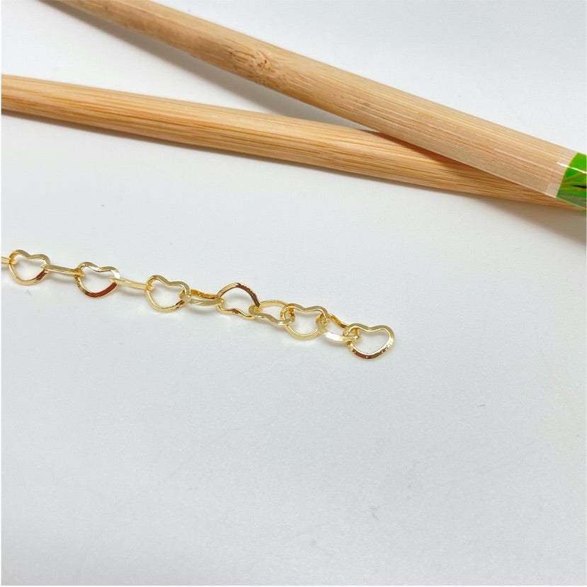 CO133 Cadena Corazón Eslabón 9x6 mm Cadena por Metro Baño Oro Cadenas Bañadas hecho de Bronce Bañado en Oro 18K Joyas Bañadas en Oro