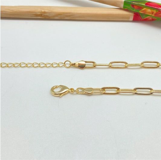 CO136 Cadena Cartier 40 cm más extensor de 5 cm Eslabón 9x4 mm Cadena Terminada Baño Oro Cadenas Bañadas hecho de Bronce Bañado en Oro 18K Joyas Bañadas en Oro