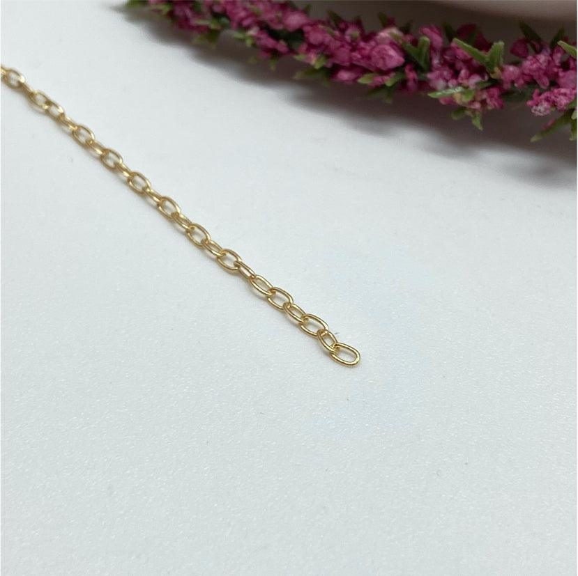 CO15 Candado Eslabón 2x1 mm 0.35 mm Cadena Baño Oro Cadenas Bañadas hecho de Bronce Bañado en Oro 18K Joyas Bañadas en Oro