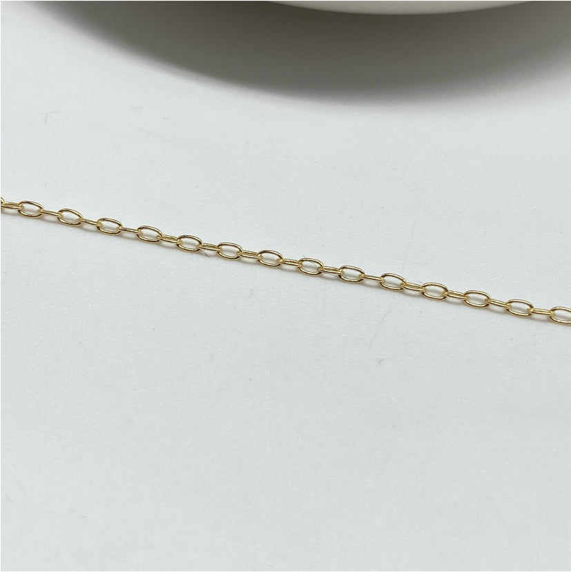 CO15 Candado Eslabón 2x1 mm 0.35 mm Cadena Baño Oro Cadenas Bañadas hecho de Bronce Bañado en Oro 18K Joyas Bañadas en Oro