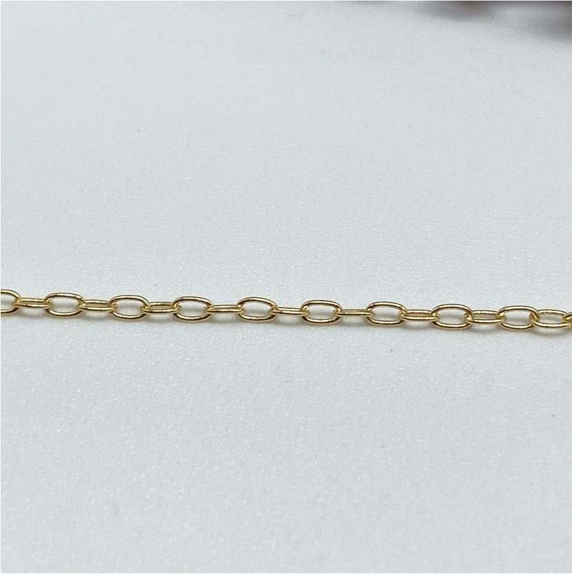 CO15 Candado Eslabón 2x1 mm 0.35 mm Cadena Baño Oro Cadenas Bañadas hecho de Bronce Bañado en Oro 18K Joyas Bañadas en Oro