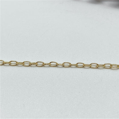 CO15 Candado Eslabón 2x1 mm 0.35 mm Cadena Baño Oro Cadenas Bañadas hecho de Bronce Bañado en Oro 18K Joyas Bañadas en Oro