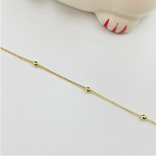 CO16 Cadena Veneciana 0.2 mm Bolita 2 mm por Metro Cadena Baño Oro Cadenas Bañadas en Oro y Plata hecho de Bronce Bañado en Oro 18K Joyas Bañadas en Oro