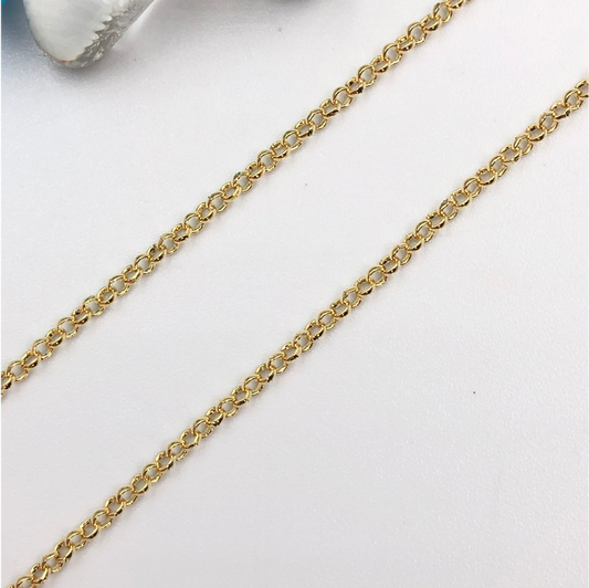 CO17 Cadena Rolo Eslabón diá. 2.2 mm Espesor 0.4 mm Cadena por Metro Baño Oro