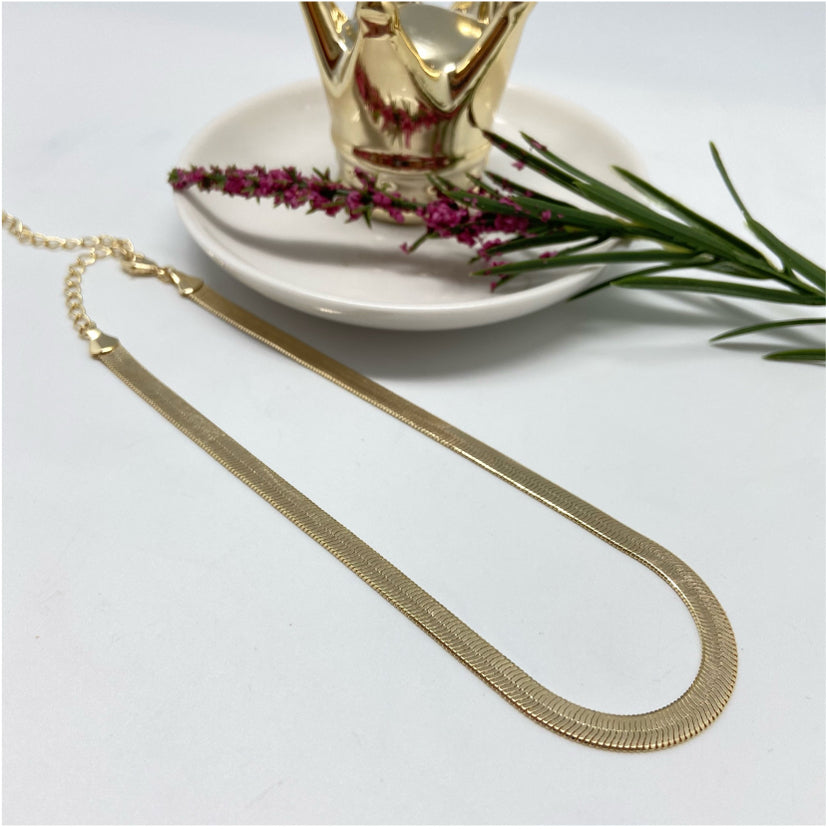CO233 Collar Chocker Cinta Ancho 4 mm Largo 34 cm mas extensor de 10 cm Cadena Baño Oro Cadenas Bañadas en Oro y Plata hecho de Bronce Bañado en Oro 18K Joyas Bañadas en Oro