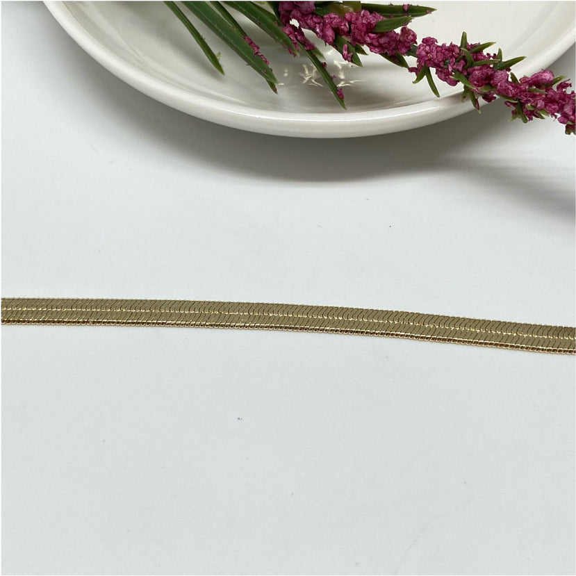 CO233 Collar Chocker Cinta Ancho 4 mm Largo 34 cm mas extensor de 10 cm Cadena Baño Oro Cadenas Bañadas en Oro y Plata hecho de Bronce Bañado en Oro 18K Joyas Bañadas en Oro