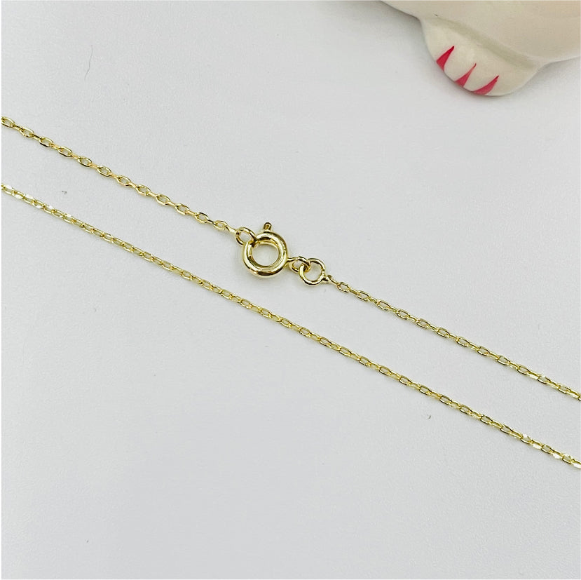 CO51 Cadena Candado Diamantado 45 cm Cadena Baño Oro Cadenas Bañadas en Oro y Plata hecho de Bronce Bañado en Oro 18K Joyas Bañadas en Oro