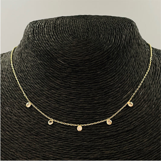 CO57 Collar 5 Circones Cadena Cartier Cadena Baño Oro Cadenas Bañadas en Oro y Plata hecho de Bronce Bañado en Oro 18K