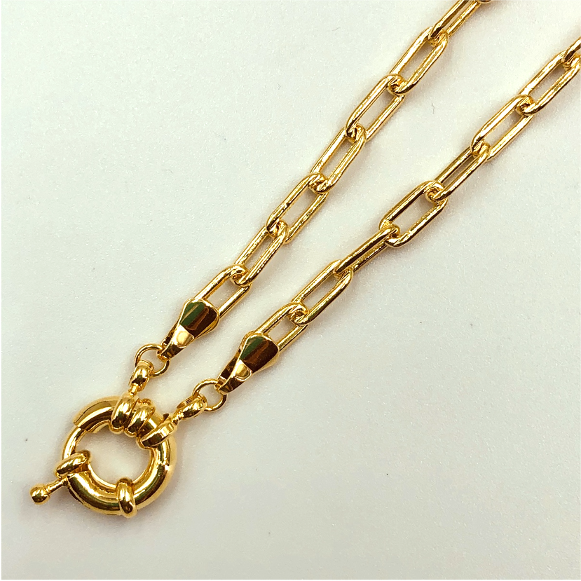 CO65 Cadena Cartier Diamantada Eslabón 9x4 mm 1.2 mm 45cm Terminada Broche Timón Cadena Baño Oro Cadena por Metro Baño Oro Cadenas Bañadas hecho de Bronce Bañado en Oro 18K Joyas Bañadas en Oro