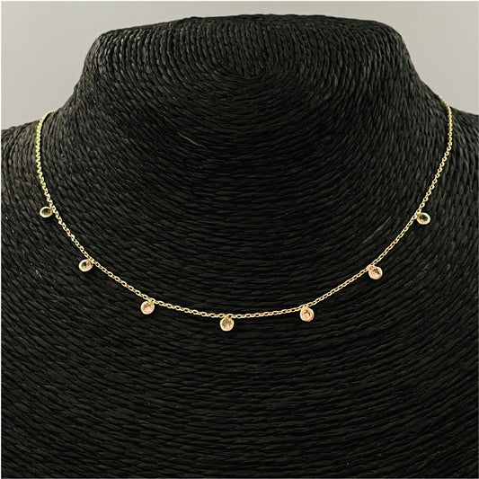 CO72 Collar 7 Circones Cadena Cartier Cadena Baño Oro Cadenas Bañadas en Oro y Plata hecho de Bronce Bañado en Oro 18K