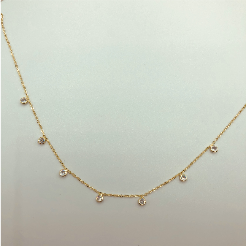 CO72 Collar 7 Circones Cadena Cartier Cadena Baño Oro Cadenas Bañadas en Oro y Plata hecho de Bronce Bañado en Oro 18K