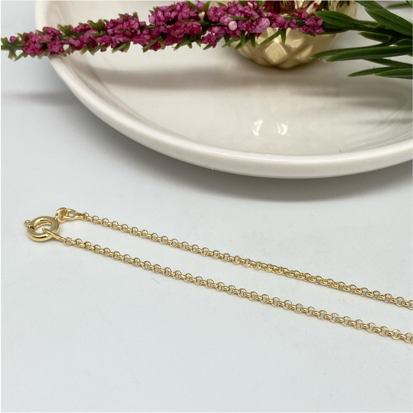CO73 Rolo 0.3 mm 45 cm terminada Cadena Baño Oro Cadenas Bañadas en Oro y Plata hecho de Bronce Bañado en Oro 18K Joyas Bañadas en Oro