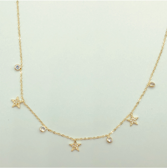CO84-Collar-3-estrellas-2-circones-Cadena-Baño-Oro