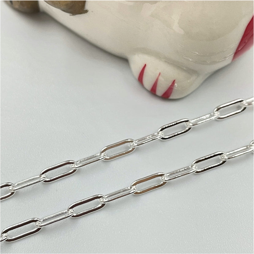 CP103 Cadena Candado Eslabón 6x3 mm Cadena Baño Plata Cadenas Bañadas en Oro y Plata hecho de Bronce Bañado en Plata 50 ml Joyas Bañadas en Plata