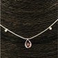 CP107 Collar con Gota Cristal Rosado 9x6 mm 2 Mini Circones 2 mm y 2 circones de 3 mm en cadena veneciana 38 cm más extensor de 10 cm terminación en mini circón Cadena Baño Plata Cadenas Bañadas en Oro y Plata hecho de Bronce Bañado en Plata 50 ml Joyas Bañadas en Plata