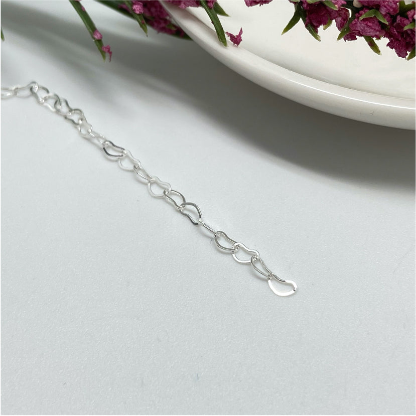 CP112 Cadena eslabones de Corazón 5x4 mm  Cadena Baño Plata Cadenas Bañadas en Oro y Plata hecho de Bronce Bañado en Plata 50 ml Joyas Bañadas en Plata